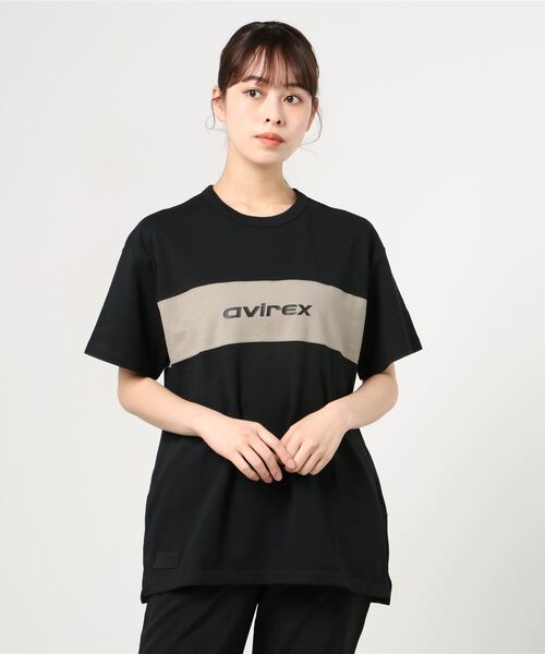 AVIREX（アヴィレックス）の「ルーズ フィット スリット スウィッチング Tシャツ/SS LOOSE FIT SLIT SWITCHING T-SHIRT/アヴィレックス/AVIREX（Tシャツ/カットソー・レディース・ベージュ/ブラック/ホワイト・FREE）」の2枚目の写真