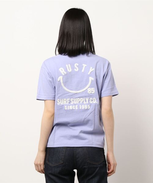 RUSTY(ラスティ)の「【RUSTY / ラスティ】レディースバックプリントTシャツ(Tシャツ/カットソー・レディース・ホワイト/パープル/ブラック/ベージュ・MEDIUM/LARGE)」の7枚目の写真