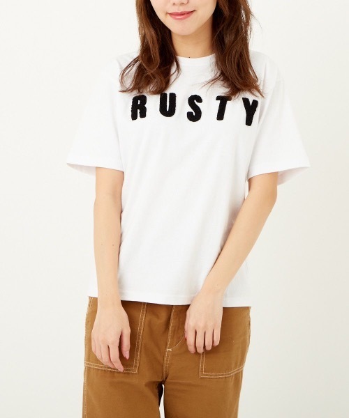 RUSTY(ラスティ)の「【RUSTY / ラスティ】レディースバックプリントTシャツ(Tシャツ/カットソー・レディース・ホワイト/パープル/ブラック/ベージュ・MEDIUM/LARGE)」の10枚目の写真