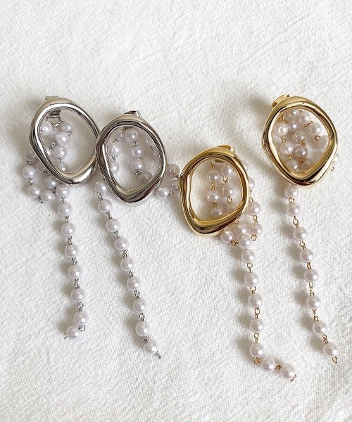 mou（モウ）の「フープパールレーンピアス（ピアス（両耳用）・レディース・シルバー/ゴールド・FREE）」の2枚目の写真