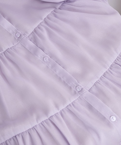 ROPE' PICNIC(ロペピクニック)の「シャイニーボイルティアードブラウス(シャツ/ブラウス・レディース・チャコールグレー/ラベンダー/グリーン系その他/ブラウン系その他2・38)」の6枚目の写真