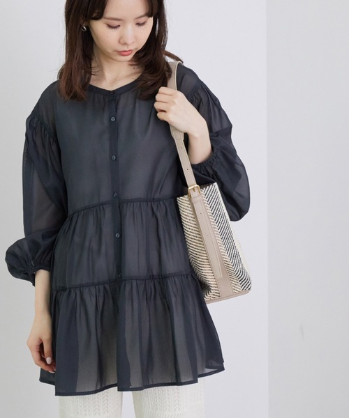 ROPE' PICNIC(ロペピクニック)の「シャイニーボイルティアードブラウス(シャツ/ブラウス・レディース・チャコールグレー/ラベンダー/グリーン系その他/ブラウン系その他2・38)」の8枚目の写真