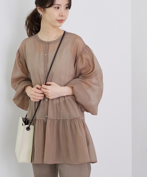 ROPE' PICNIC(ロペピクニック)の「シャイニーボイルティアードブラウス(シャツ/ブラウス・レディース・チャコールグレー/ラベンダー/グリーン系その他/ブラウン系その他2・38)」の10枚目の写真