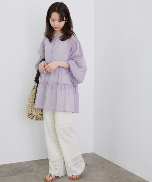 ROPE' PICNIC(ロペピクニック)の「シャイニーボイルティアードブラウス(シャツ/ブラウス・レディース・チャコールグレー/ラベンダー/グリーン系その他/ブラウン系その他2・38)」の13枚目の写真