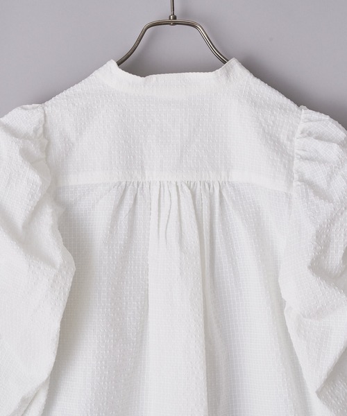 CIAOPANIC（チャオパニック）の「チェック柄袖ボリュームギャザーブラウス（シャツ/ブラウス・レディース・ベージュ/グリーン/オフホワイト/ネイビー・FREE）」の16枚目の写真