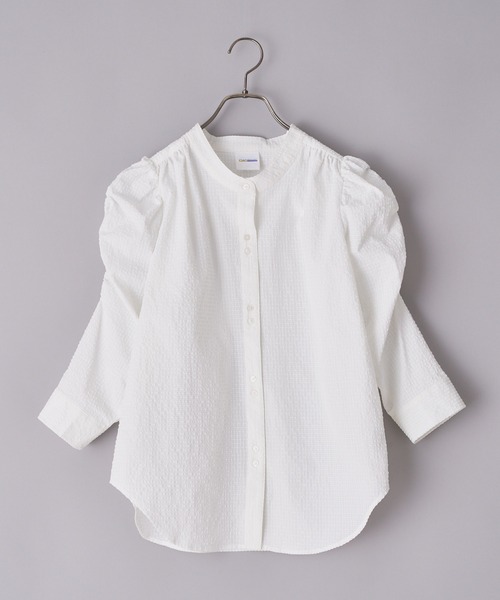 CIAOPANIC（チャオパニック）の「チェック柄袖ボリュームギャザーブラウス（シャツ/ブラウス・レディース・ベージュ/グリーン/オフホワイト/ネイビー・FREE）」の5枚目の写真