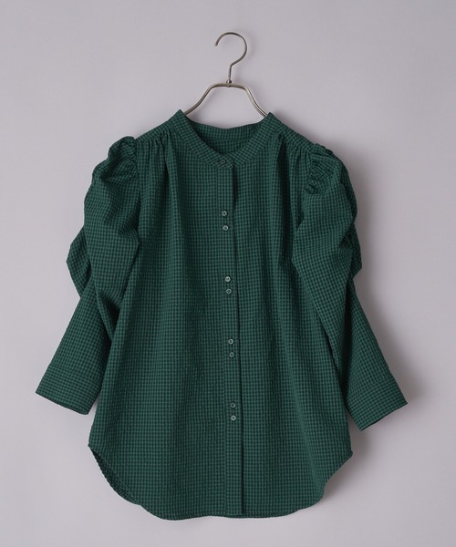 CIAOPANIC（チャオパニック）の「チェック柄袖ボリュームギャザーブラウス（シャツ/ブラウス・レディース・ベージュ/グリーン/オフホワイト/ネイビー・FREE）」の20枚目の写真