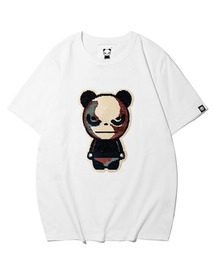 HIPANDA ハイパンダ メンズ ゴッホ風カラー スパンコールロゴ刺繍 半袖Tシャツ