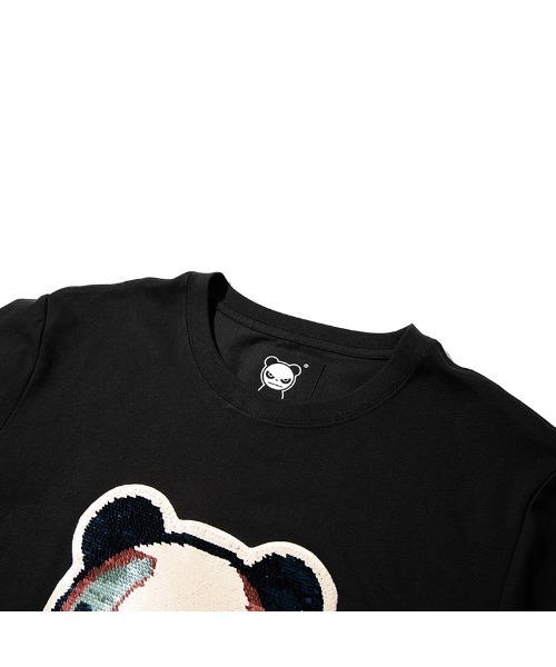 HIPANDA（ハイパンダ）の「HIPANDA ハイパンダ メンズ ゴッホ風カラー スパンコールロゴ刺繍 半袖Tシャツ（Tシャツ/カットソー・メンズ・ホワイト/ブラック・MEDIUM/SMALL/X-LARGE/XX-LARGE/LARGE）」の3枚目の写真
