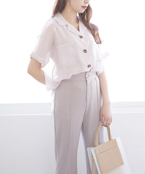 Heather(ヘザー)の「シアーポケット半袖シャツ 948030(シャツ/ブラウス・レディース・パープル/ブラウン/グレー/イエロー・FREE)」の17枚目の写真