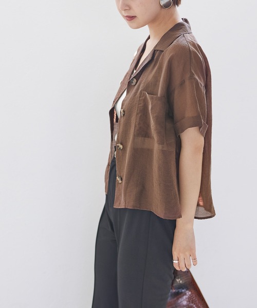 Heather(ヘザー)の「シアーポケット半袖シャツ 948030(シャツ/ブラウス・レディース・パープル/ブラウン/グレー/イエロー・FREE)」の20枚目の写真