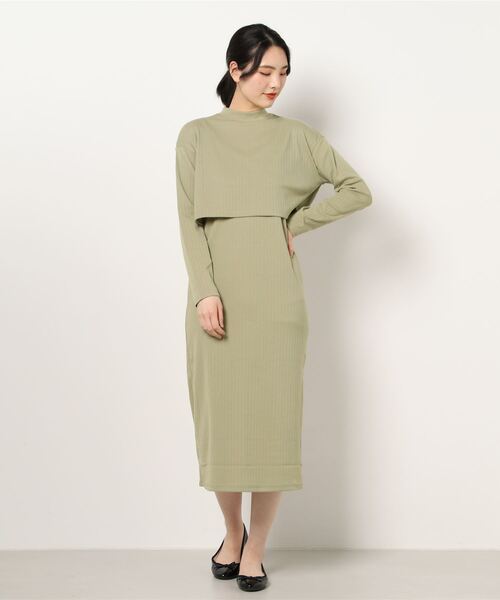 COLONY 2139（コロニートゥーワンスリーナイン）の「パターンメッシュハイネックプルオーバー&キャミワンピースセット/2点セット（ワンピース・レディース・グリーン/ベージュ/ブラック・LARGE/MEDIUM）」の9枚目の写真