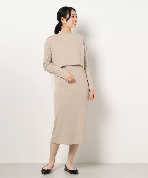 COLONY 2139（コロニートゥーワンスリーナイン）の「パターンメッシュハイネックプルオーバー&キャミワンピースセット/2点セット（ワンピース・レディース・グリーン/ベージュ/ブラック・LARGE/MEDIUM）」の10枚目の写真