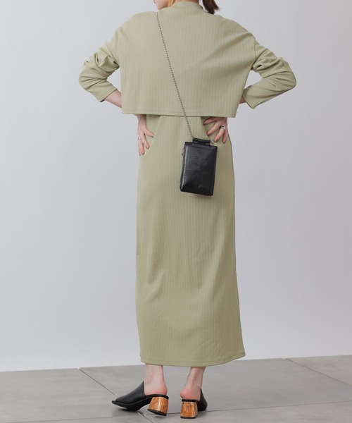 COLONY 2139（コロニートゥーワンスリーナイン）の「パターンメッシュハイネックプルオーバー&キャミワンピースセット/2点セット（ワンピース・レディース・グリーン/ベージュ/ブラック・LARGE/MEDIUM）」の14枚目の写真