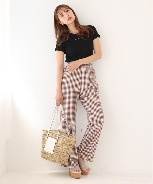 one after another NICE CLAUP（ワンアフターアナザーナイスクラップ）の「【ZOZOTOWN限定】極限ギンガムスラックス（スラックス・レディース・ブラック/グレー/ブラウン・SMALL/MEDIUM）」の7枚目の写真