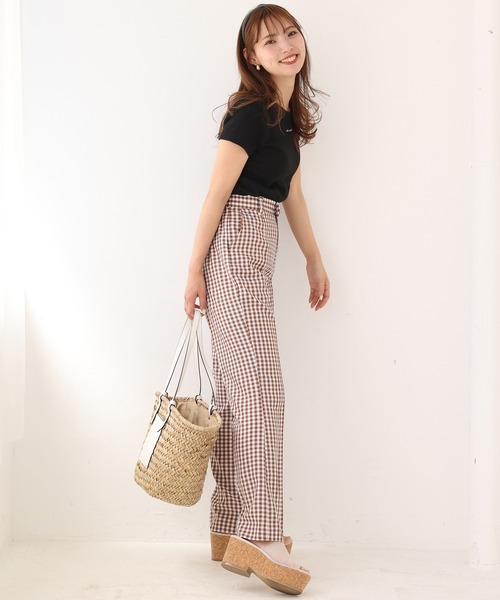 one after another NICE CLAUP（ワンアフターアナザーナイスクラップ）の「【ZOZOTOWN限定】極限ギンガムスラックス（スラックス・レディース・ブラック/グレー/ブラウン・SMALL/MEDIUM）」の8枚目の写真