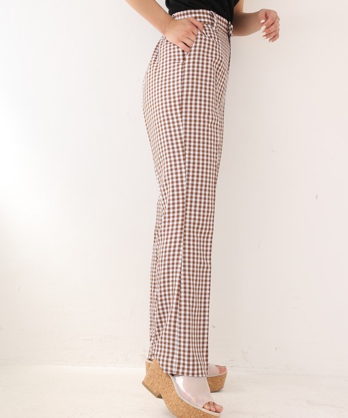 one after another NICE CLAUP（ワンアフターアナザーナイスクラップ）の「【ZOZOTOWN限定】極限ギンガムスラックス（スラックス・レディース・ブラック/グレー/ブラウン・SMALL/MEDIUM）」の5枚目の写真