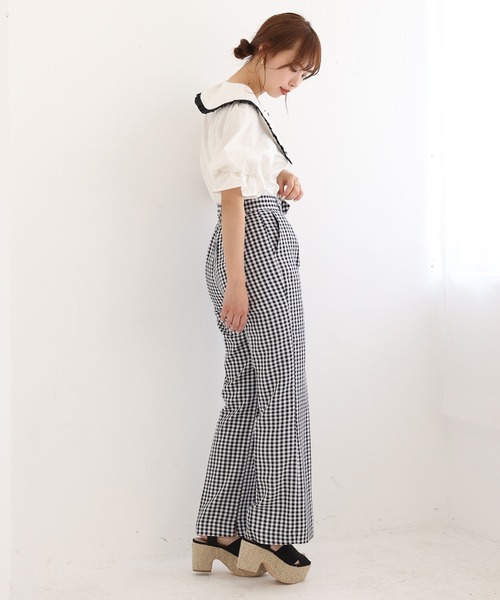 one after another NICE CLAUP（ワンアフターアナザーナイスクラップ）の「【ZOZOTOWN限定】極限ギンガムスラックス（スラックス・レディース・ブラック/グレー/ブラウン・SMALL/MEDIUM）」の14枚目の写真