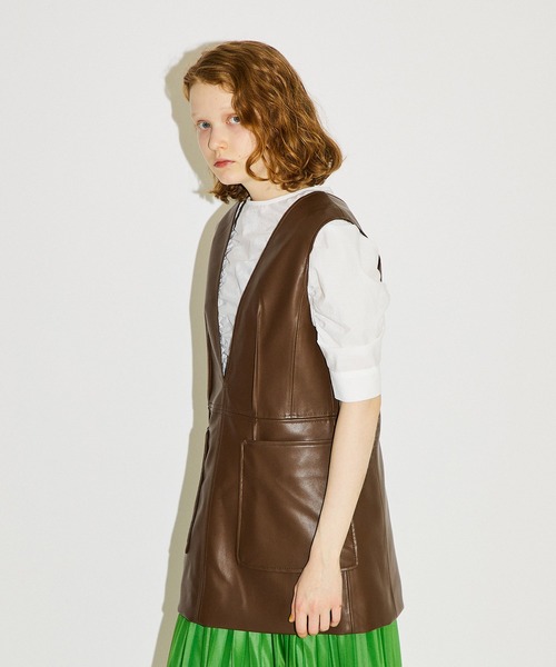 PUBLIC TOKYO（パブリックトウキョウ）の「パワースリーブブラウス（シャツ/ブラウス・レディース・ホワイト/ダークグレー・FREE）」の3枚目の写真