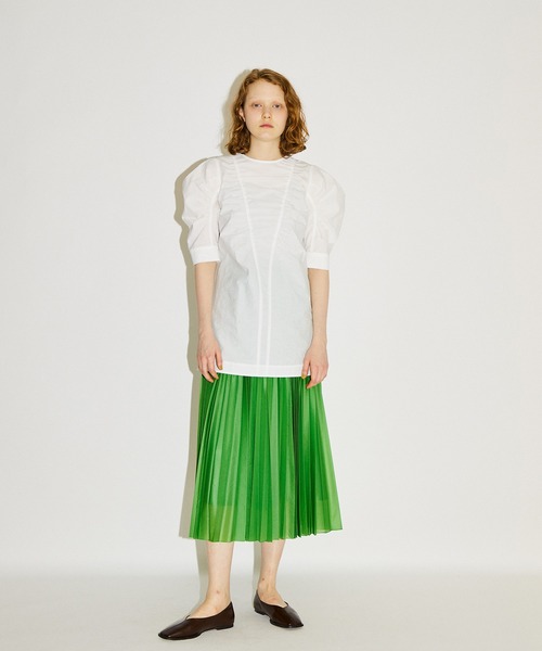 PUBLIC TOKYO（パブリックトウキョウ）の「パワースリーブブラウス（シャツ/ブラウス・レディース・ホワイト/ダークグレー・FREE）」の5枚目の写真