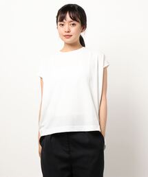 Samansa Mos2 blue | ワッフルフレンチスリーブTee(Tシャツ/カットソー)