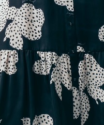 Sov.オリジナルフラワープリントリボンワンピース　36 ソブ Sov. / フラワープリントサテンボウタイワンピース DRESS Night