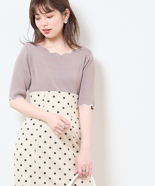 natural couture（ナチュラルクチュール）の「【WEB限定】袖口配色スカラップ強撚ニット（ニット/セーター・レディース・アイボリー/その他1/ブラック/レッド/グレイッシュベージュ/その他2・FREE）」の19枚目の写真