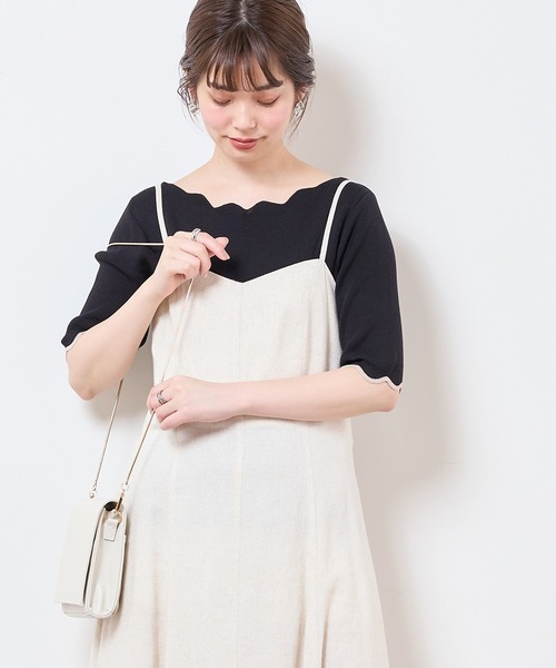 natural couture（ナチュラルクチュール）の「【WEB限定】袖口配色スカラップ強撚ニット（ニット/セーター・レディース・アイボリー/その他1/ブラック/レッド/グレイッシュベージュ/その他2・FREE）」の15枚目の写真