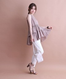 極美品♡アプワイザーリッシェ 裾ドッキングパールカットソー ペプラム半袖フレアg 極美品♡アプワイザーリッシェ 裾ドッキングパールカットソー