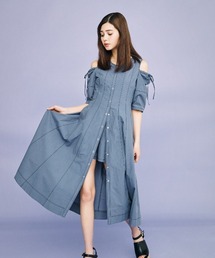 REDYAZEL | オープンショルダー配色ステッチレイヤードワンピース(ワンピース)