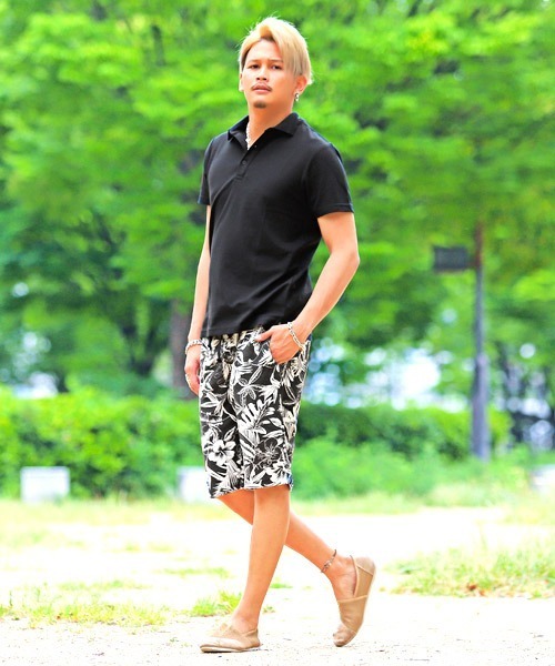 LUXSTYLE（ラグスタイル）の「ジャガード半袖ポロシャツ（ポロシャツ・メンズ・ホワイト/ブラック/ネイビー・M/L/XL）」の8枚目の写真