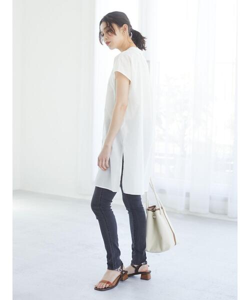 Green Parks(グリーンパークス)の「フレンチスリーブバンドカラーシャツチュニック*(シャツ/ブラウス・レディース・オフホワイト/グリーン/ブラック/ピンク/ブラウン・FREE)」の17枚目の写真