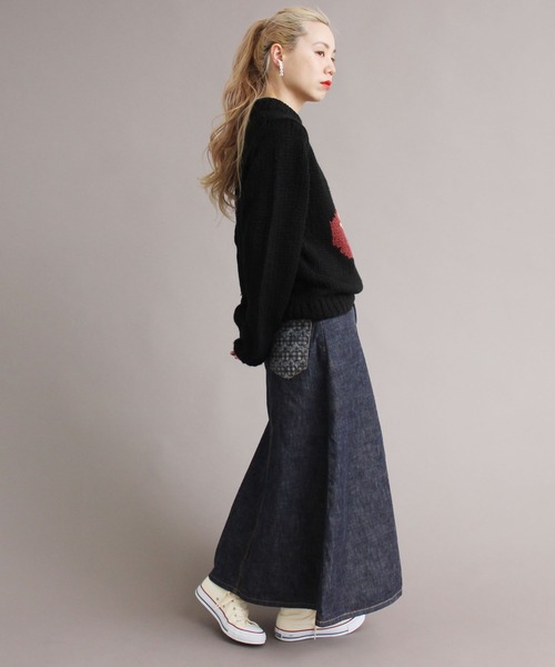 peu pres（プープレ）の「●インターシャ 手編みニット（ニット/セーター・レディース・ホワイト/ブラック・FREE）」の6枚目の写真