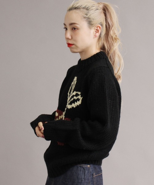 peu pres（プープレ）の「●インターシャ 手編みニット（ニット/セーター・レディース・ホワイト/ブラック・FREE）」の12枚目の写真