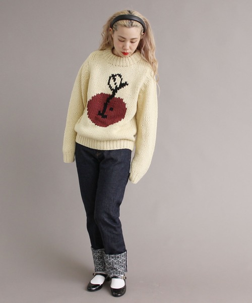 peu pres（プープレ）の「●インターシャ 手編みニット（ニット/セーター・レディース・ホワイト/ブラック・FREE）」の15枚目の写真