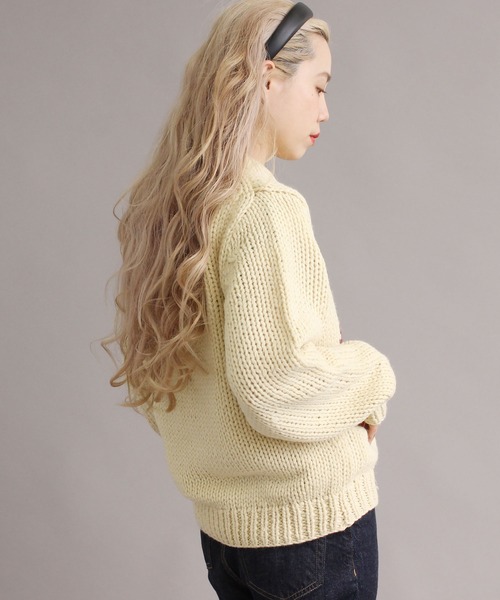 peu pres（プープレ）の「●インターシャ 手編みニット（ニット/セーター・レディース・ホワイト/ブラック・FREE）」の10枚目の写真