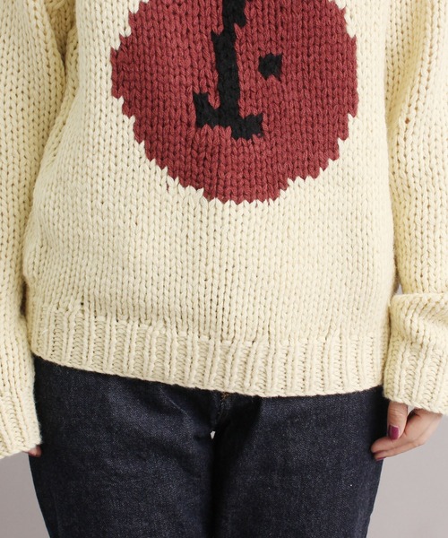 peu pres（プープレ）の「●インターシャ 手編みニット（ニット/セーター・レディース・ホワイト/ブラック・FREE）」の9枚目の写真