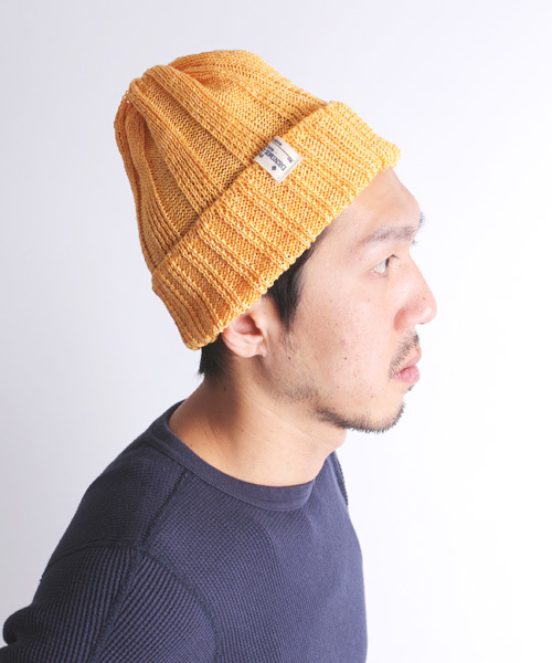 Denime（ドゥニーム）の「BASIC KNIT CAP LINEN/ベーシックニットキャップリネン（ニットキャップ/ビーニー・メンズ・ブラック/オリーブ/サックスブルー/ネイビー/マスタード/レッド・FREE）」の5枚目の写真