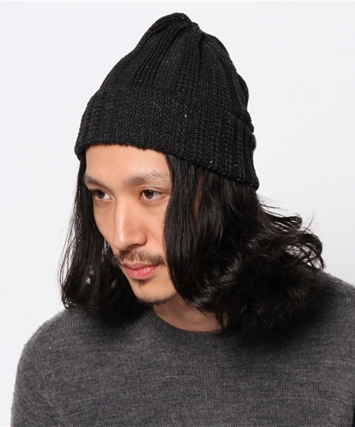 Denime（ドゥニーム）の「BASIC KNIT CAP LINEN/ベーシックニットキャップリネン（ニットキャップ/ビーニー・メンズ・ブラック/オリーブ/サックスブルー/ネイビー/マスタード/レッド・FREE）」の7枚目の写真