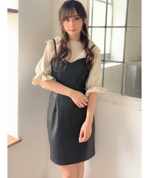 RESEXXY（リゼクシー）の「フェイクレザーキャミワンピース（ワンピース・レディース・アイボリー/ブラック/ブラウン・FREE）」の14枚目の写真