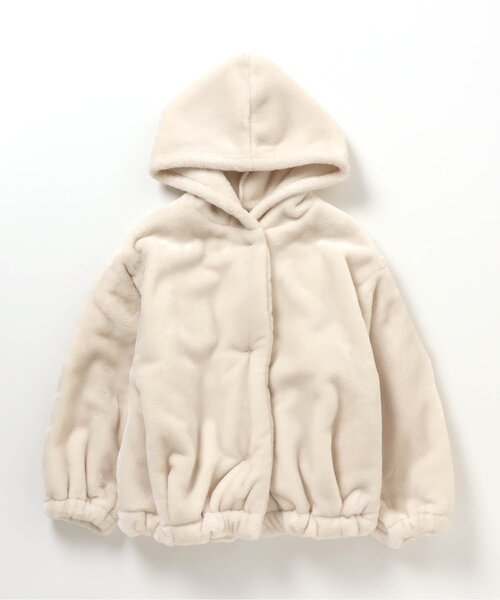 apres les cours（アプレレクール）の「ファーフリースパーカー（パーカー・キッズ・ベージュ/アイボリー・120/110/140/100/130/80/90）」の2枚目の写真