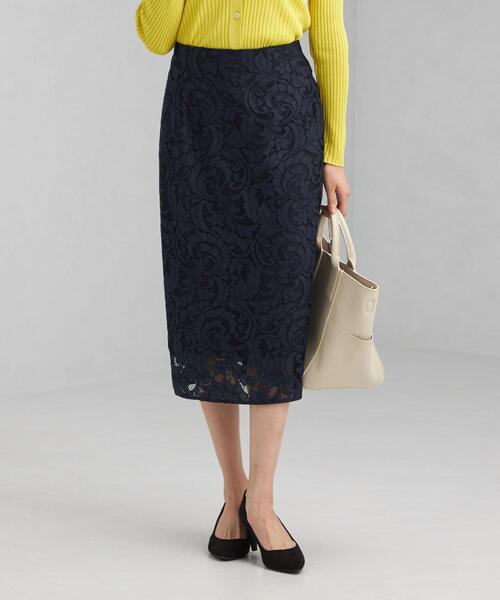 green label relaxing(グリーンレーベルリラクシング)の「CNl レース ロング タイト スカート(スカート・レディース・ダークグリーン/ベージュ/ネイビー・38/36)」の3枚目の写真