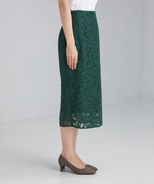 green label relaxing(グリーンレーベルリラクシング)の「CNl レース ロング タイト スカート(スカート・レディース・ダークグリーン/ベージュ/ネイビー・38/36)」の5枚目の写真