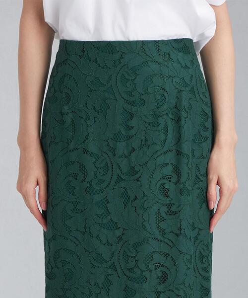 green label relaxing(グリーンレーベルリラクシング)の「CNl レース ロング タイト スカート(スカート・レディース・ダークグリーン/ベージュ/ネイビー・38/36)」の7枚目の写真