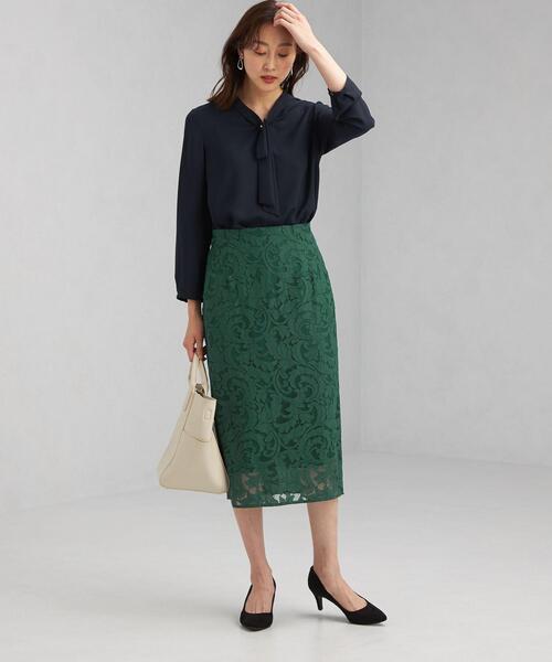 green label relaxing(グリーンレーベルリラクシング)の「CNl レース ロング タイト スカート(スカート・レディース・ダークグリーン/ベージュ/ネイビー・38/36)」の13枚目の写真