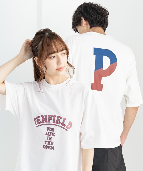 PEN FIELD（ペンフィールド）の「オーバーサイズ PENFIELD ペンフィールド インパクトロゴバックプリント半袖Tシャツ 別注（Tシャツ/カットソー・メンズ・ホワイト/ブラック/ネイビー/ブルー/グリーン/オートミール/チャコール/ホワイト系・M/XL/L）」の2枚目の写真