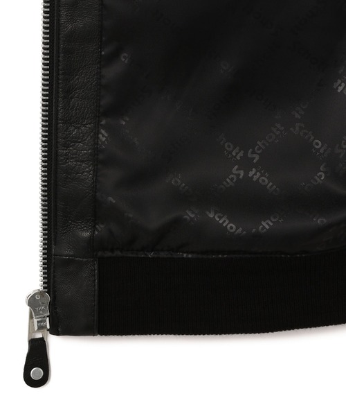 schott（ショット）の「Schott/ショット/LEATHER FULLZIP PARKA/レザー フルジップ パーカー（ライダースジャケット・メンズ・ブラック/ネイビー・MEDIUM/LARGE/X-LARGE/XX-LARGE）」の4枚目の写真