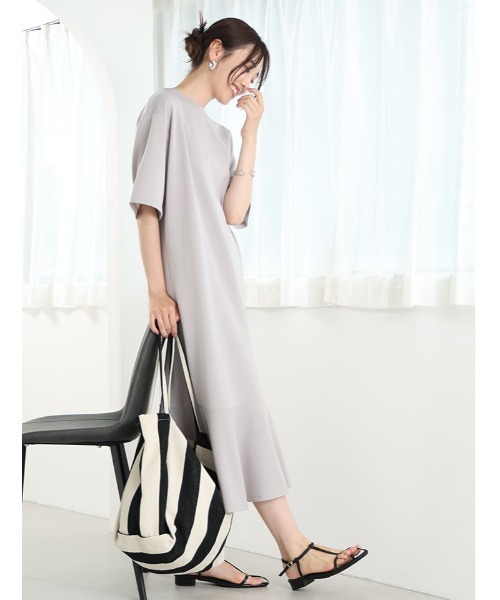 ワンピース Hutte サイズ展開あり】ドライスウェットマーメイドワンピース