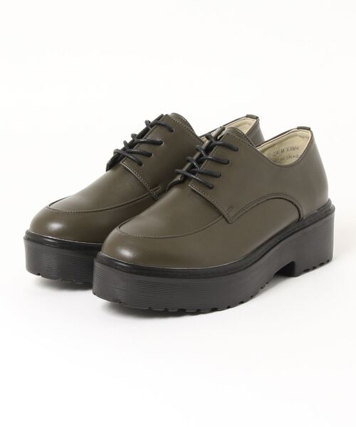 Zipper（ジッパー）の「【Zipper】<2021AW>厚底マニッシュシューズ（ドレスシューズ・レディース・ブラック/ベージュ/カーキ/ダークブラウン・LL/M/S/L）」の4枚目の写真