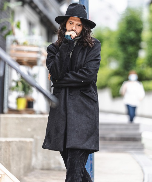 CAMBIO（カンビオ）の「mj8119-襟フェイクレザー切り替えチェスターコート（チェスターコート・メンズ・チャコール/ブラック/ベージュ・L/S/M）」の22枚目の写真